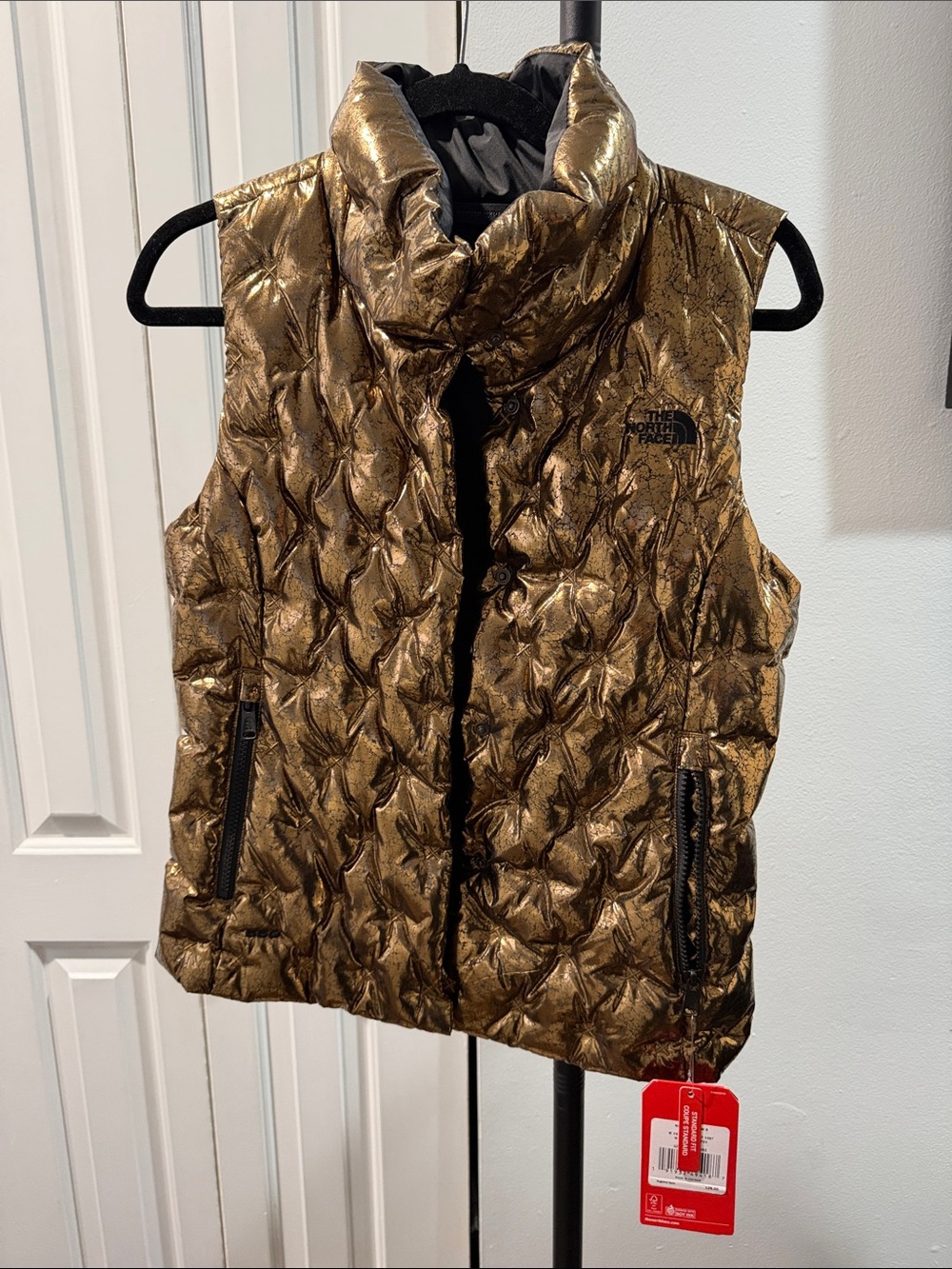 The North Face Metallic Bronze Quilted Down Vest NWT